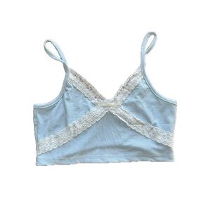 Light Blue Lace Trim Cami Top